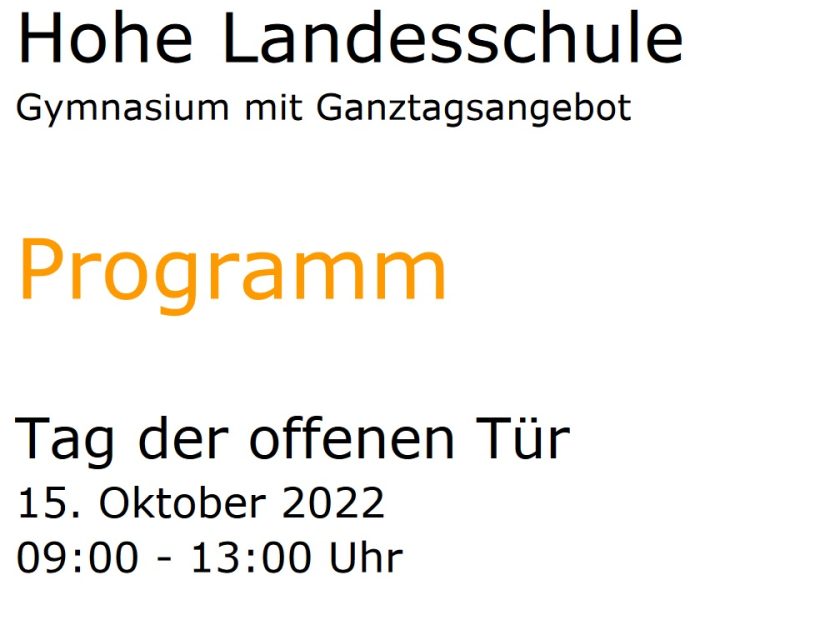 Programm – Tag der offenen Tür – 15.10.2022